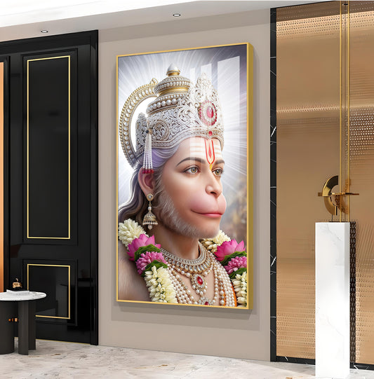 Pavan Putra Hanuman Ji Glass Finish Vertical Wall Art