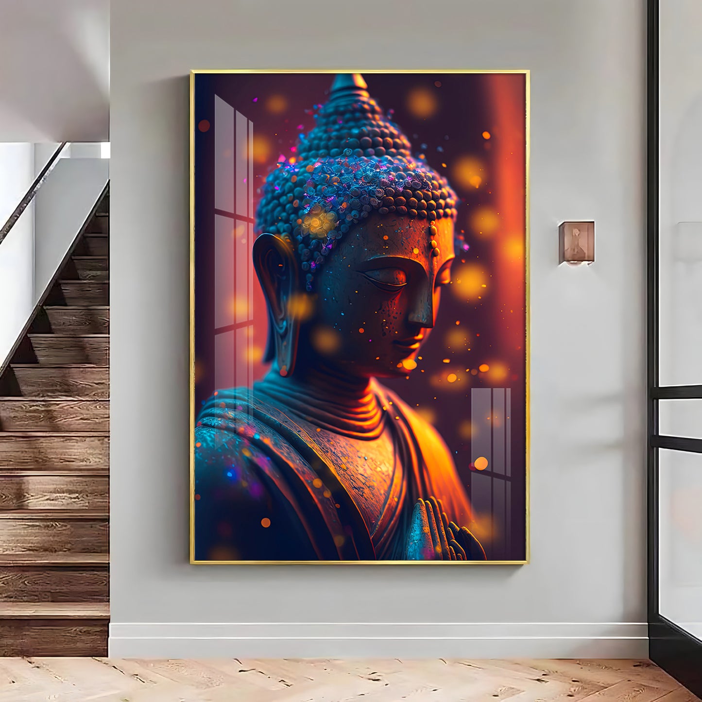 Buddha Radiant Tranquility Glass Finish Vertical Wall Art