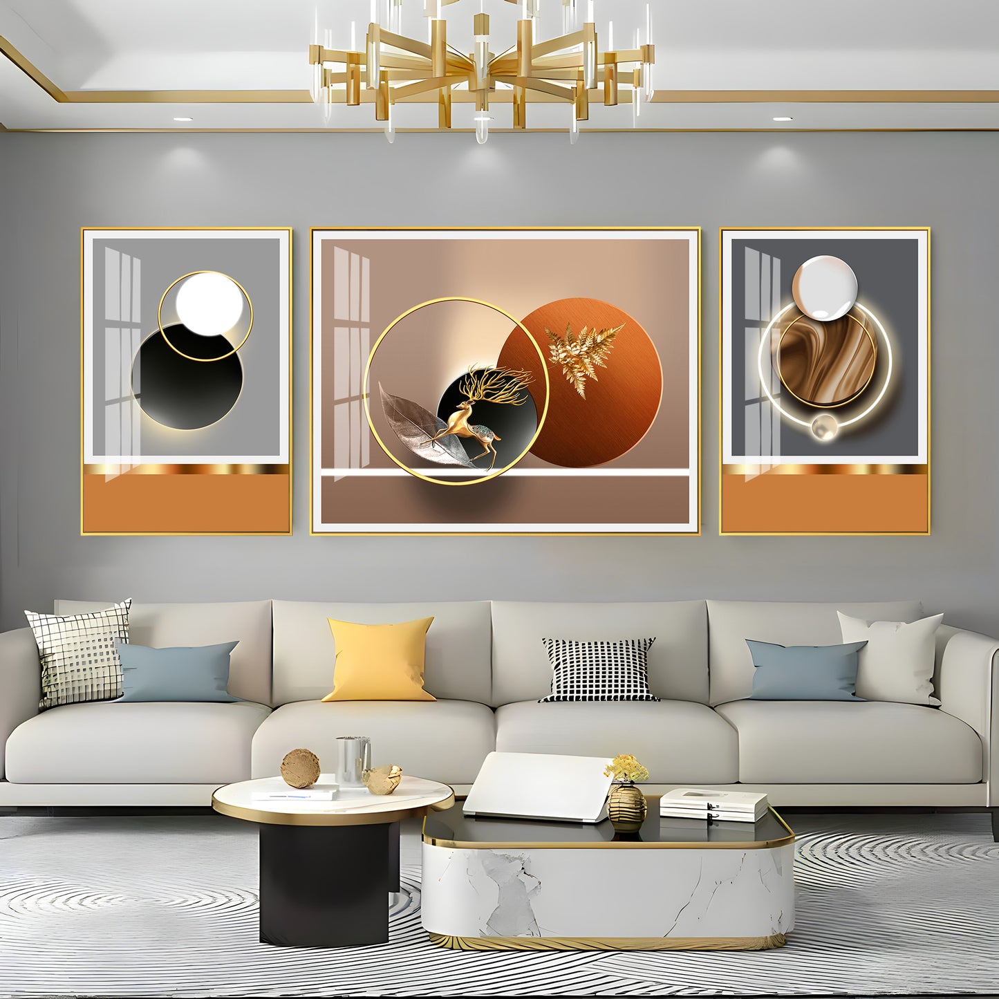 Trifecta of Style Glass Finish Wall Art (Set Of 3)