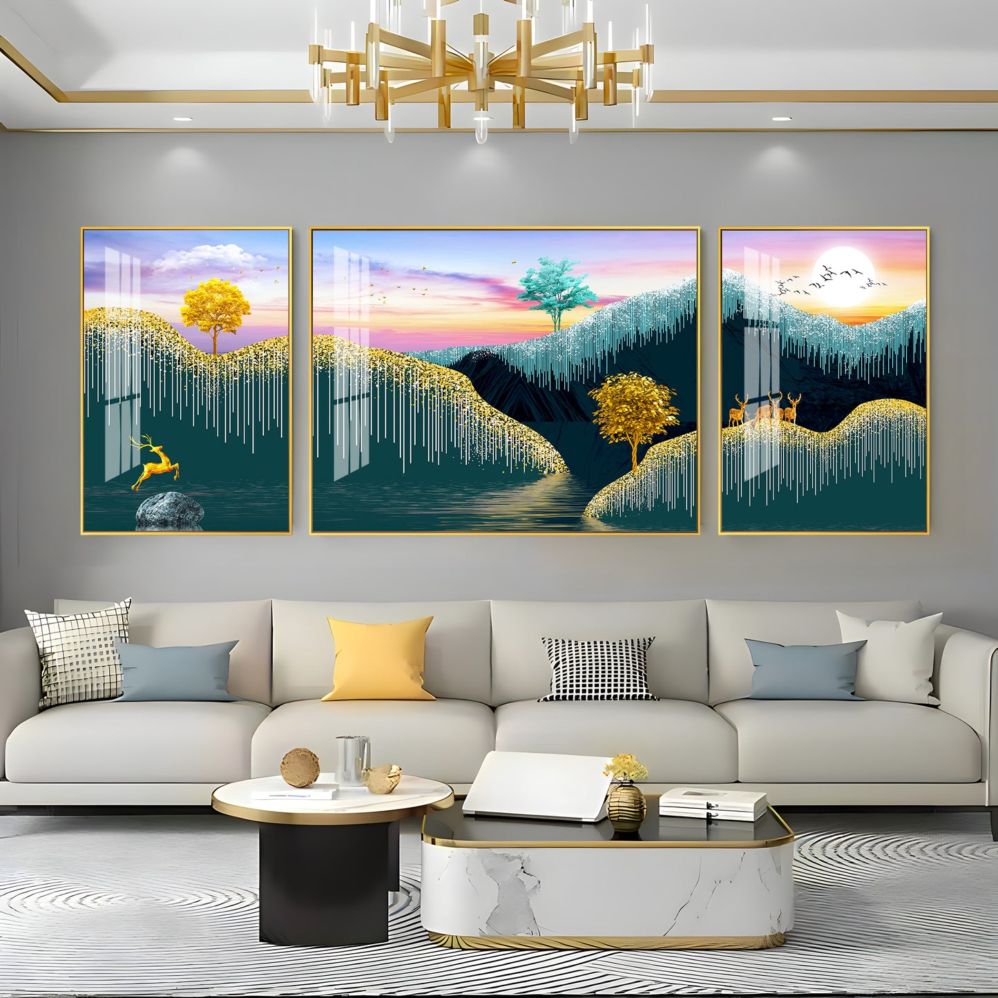 Nature's Harmony Glass Finish Wall Art (Set Of 3)