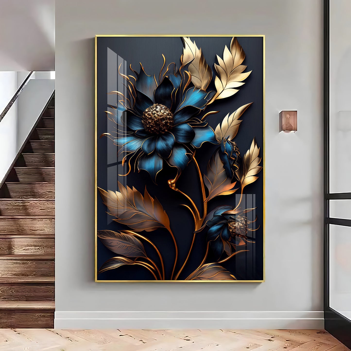 Twilight Garden Glass Finish Vertical Wall Art