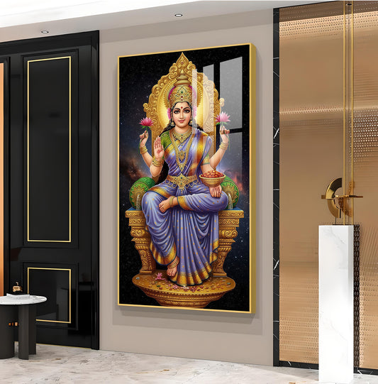 Mahalaxmi Glass Finish Vertical Wall Art