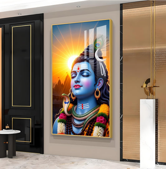 Jai Bhole Baba Glass Finish Vertical Wall Art