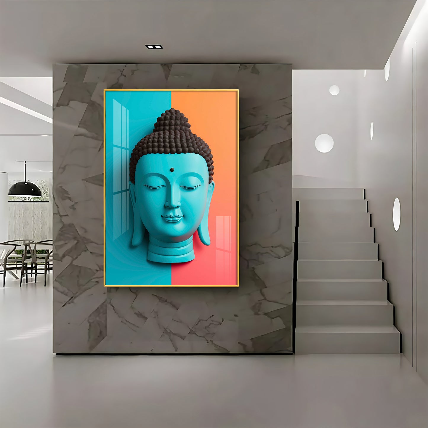 Buddha Calm Essence Glass Finish Vertical Wall Art