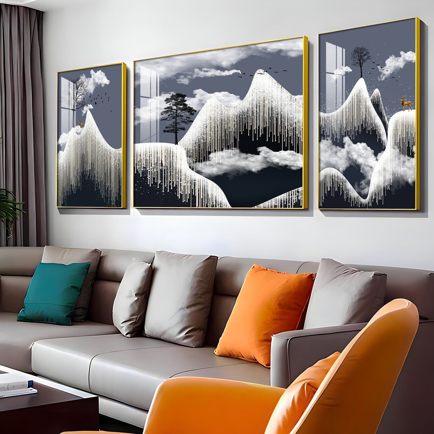 Alpine Dreamscape Glass Finish Wall Art (Set Of 3)
