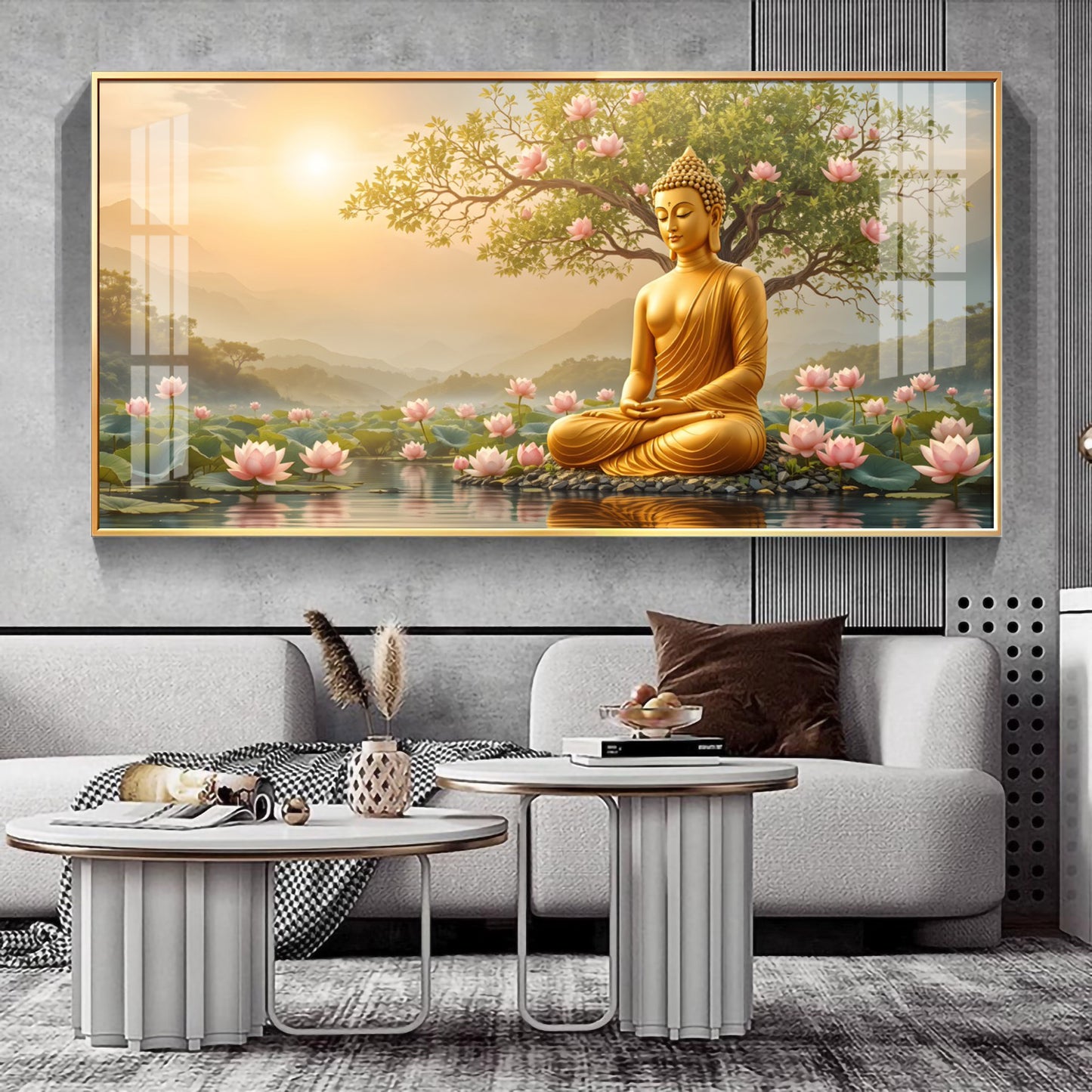 Buddha In Vibrance Light Glass Finish Horizontal Wall Art