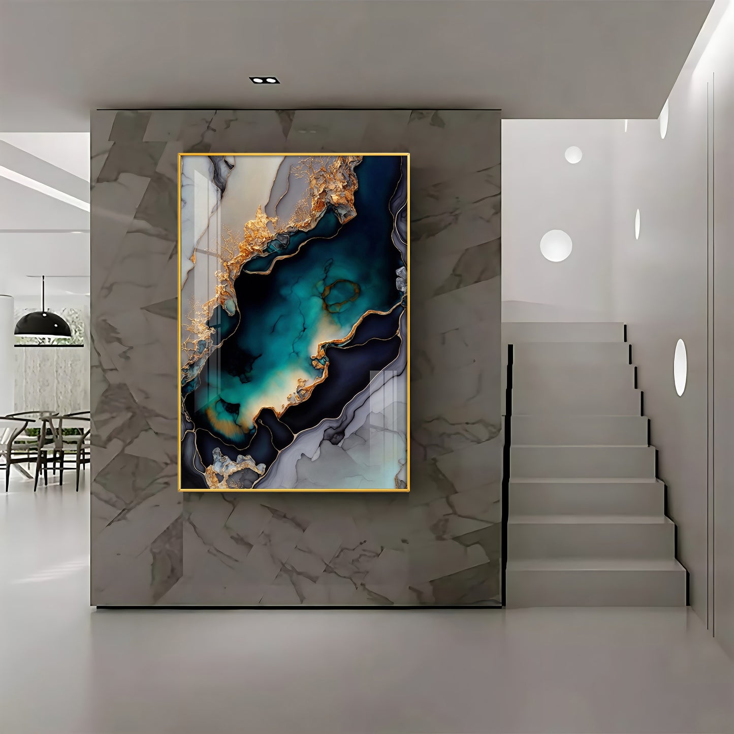 Mystic Waves Glass Finish Vertical Wall Art