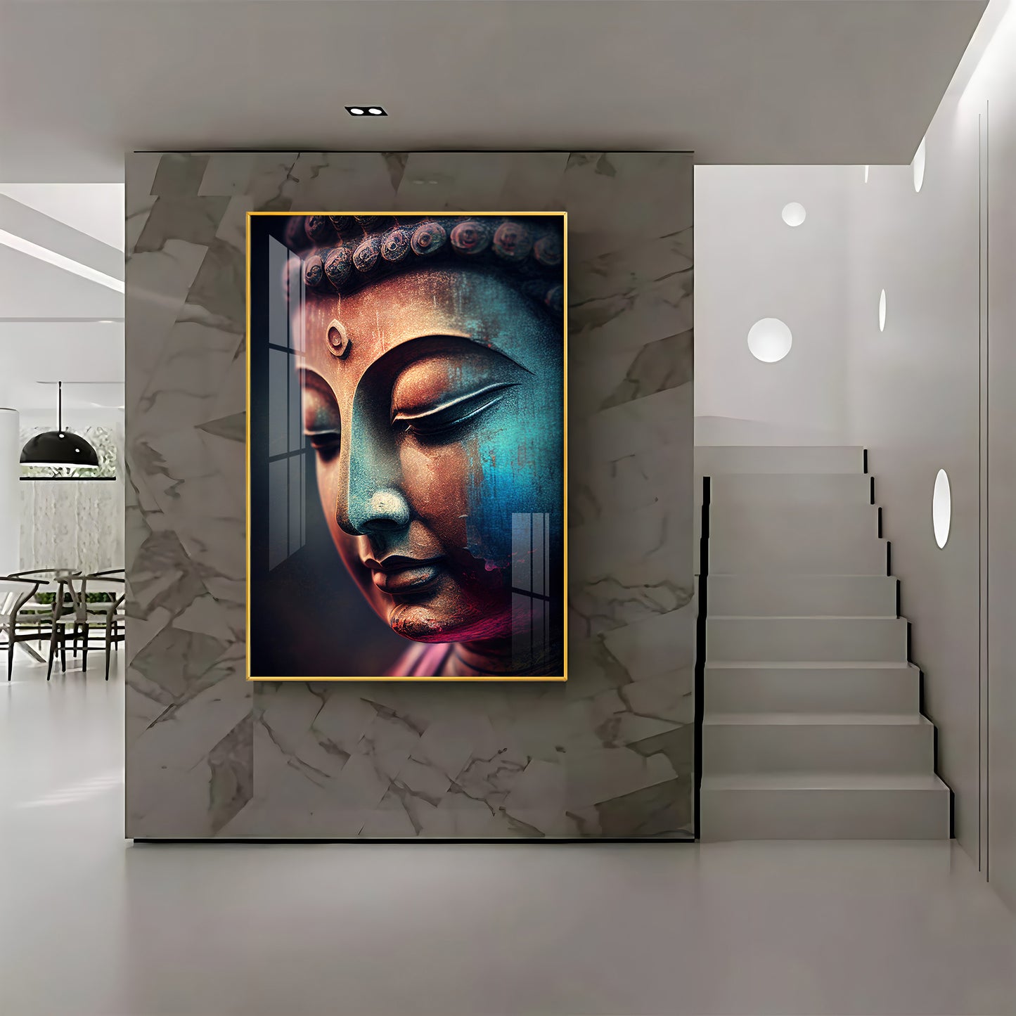 Buddha's Whisper Glass Finish Vertical Wall Art