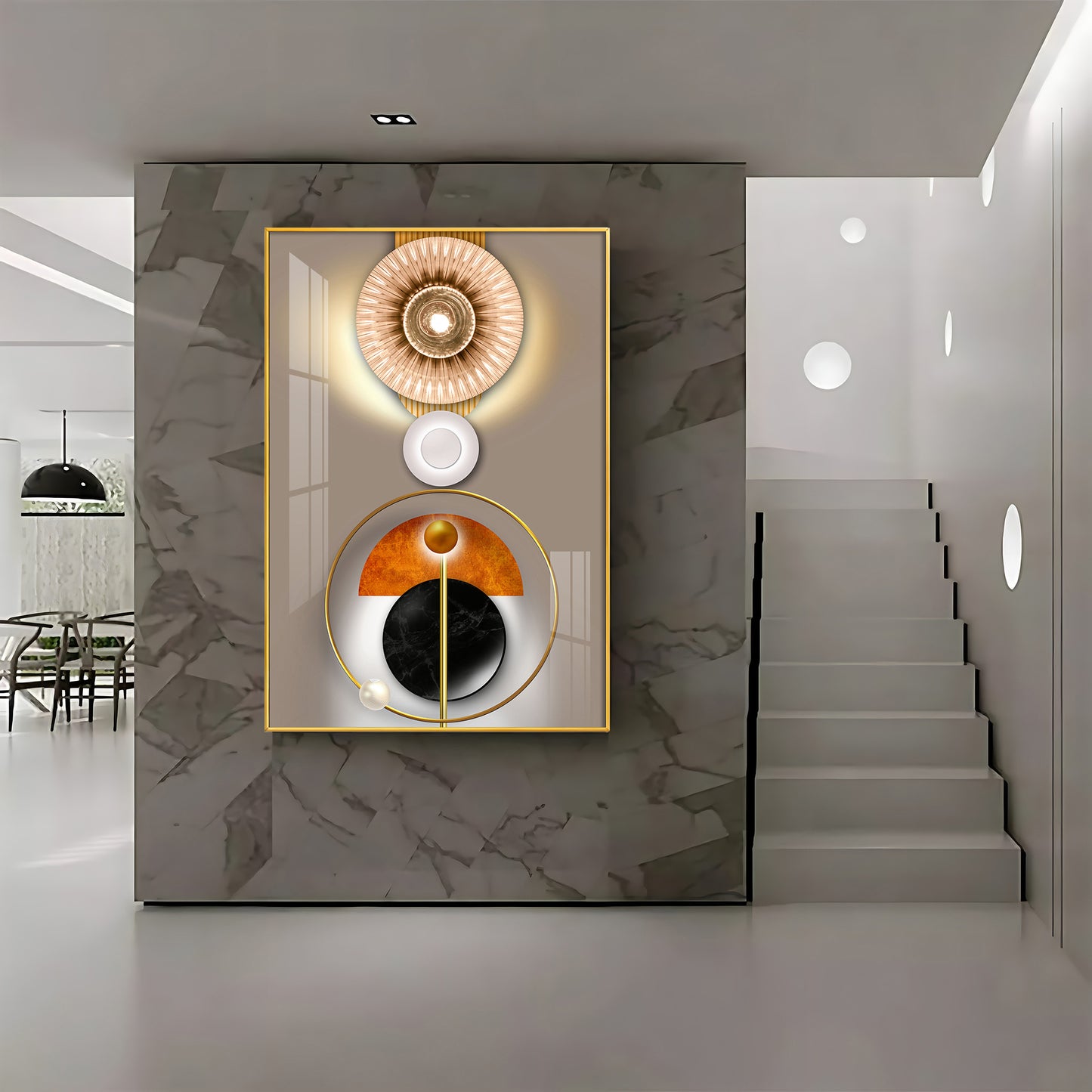 Circle of Modernity Glass Finish Vertical Wall Art