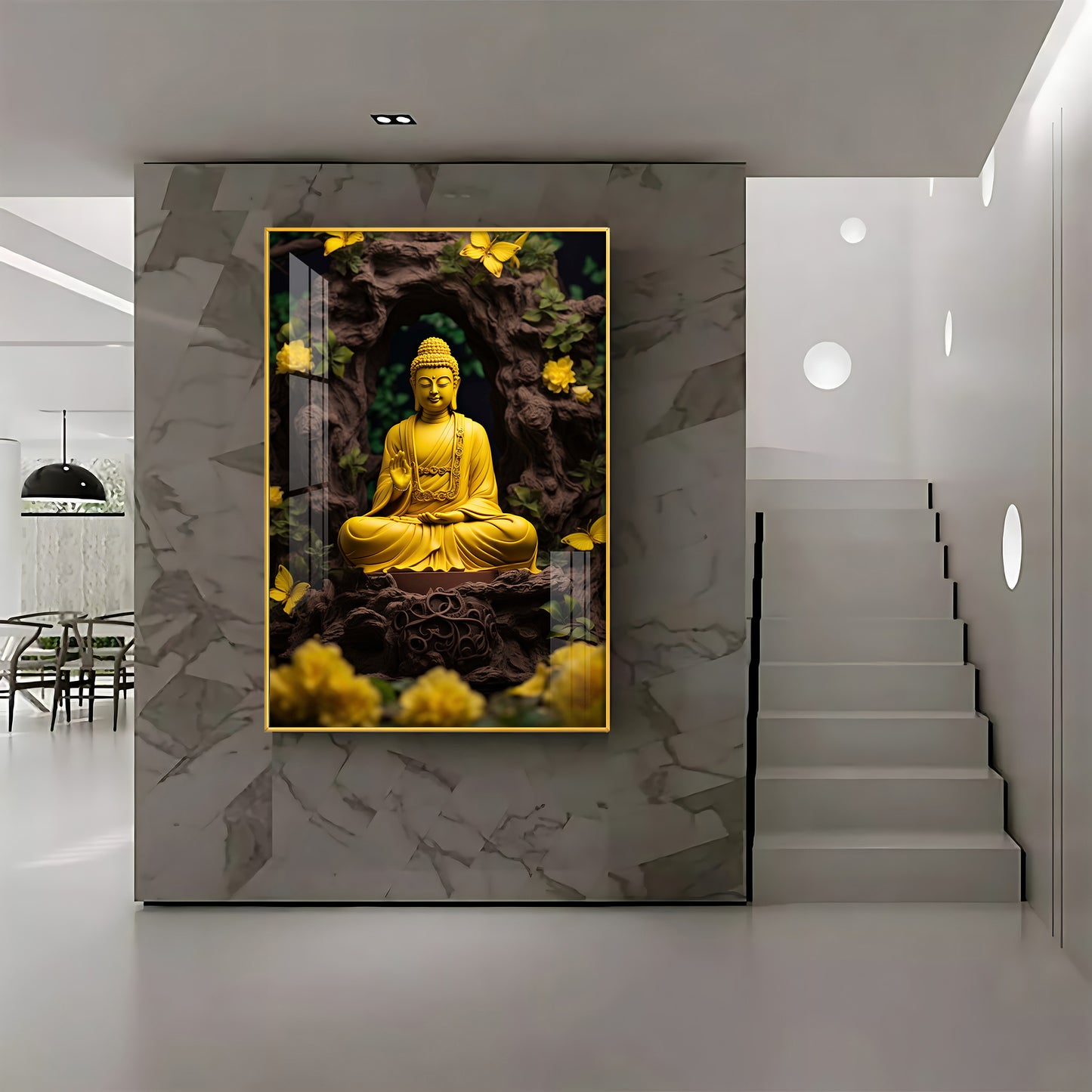 Buddha Bliss Glass Finish Vertical Wall Art