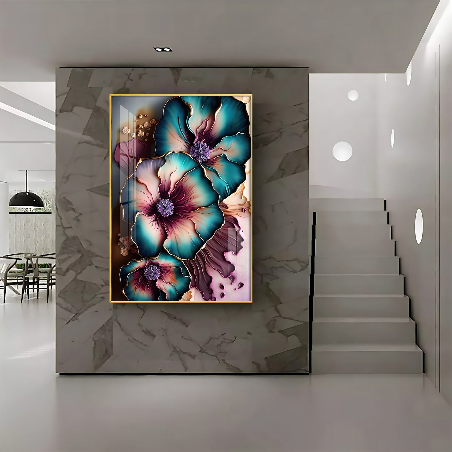 Elysian Blooms Glass Finish Vertical Wall Art