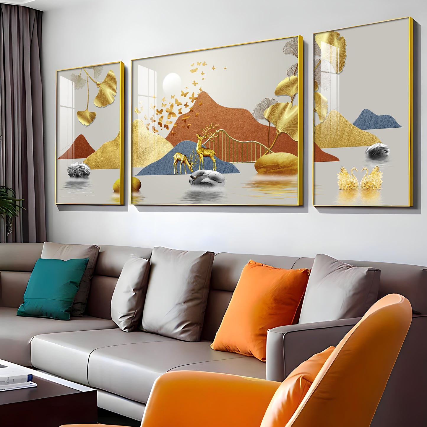 Alpine Harmony Glass Finish Wall Art (Set Of 3)