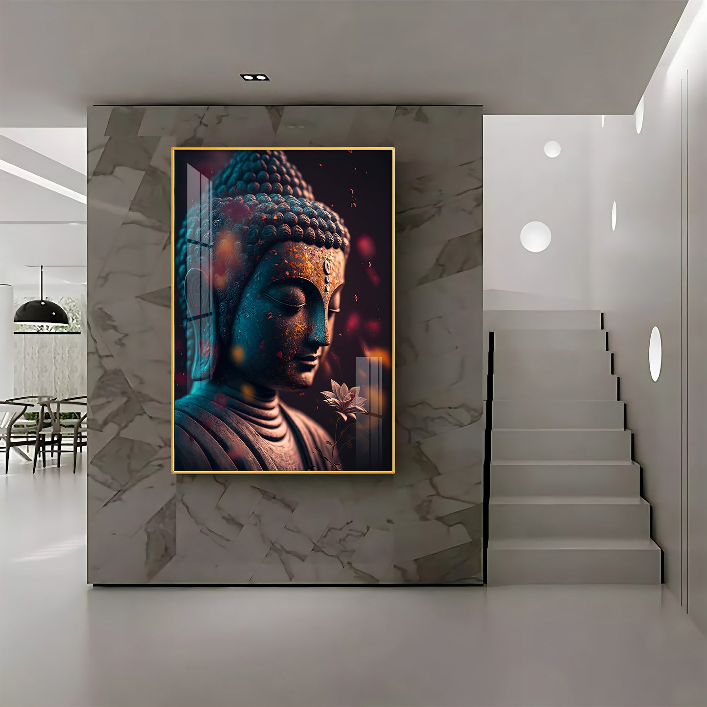 Buddha Serenity Sculpture Glass Finish Vertical Wall Art