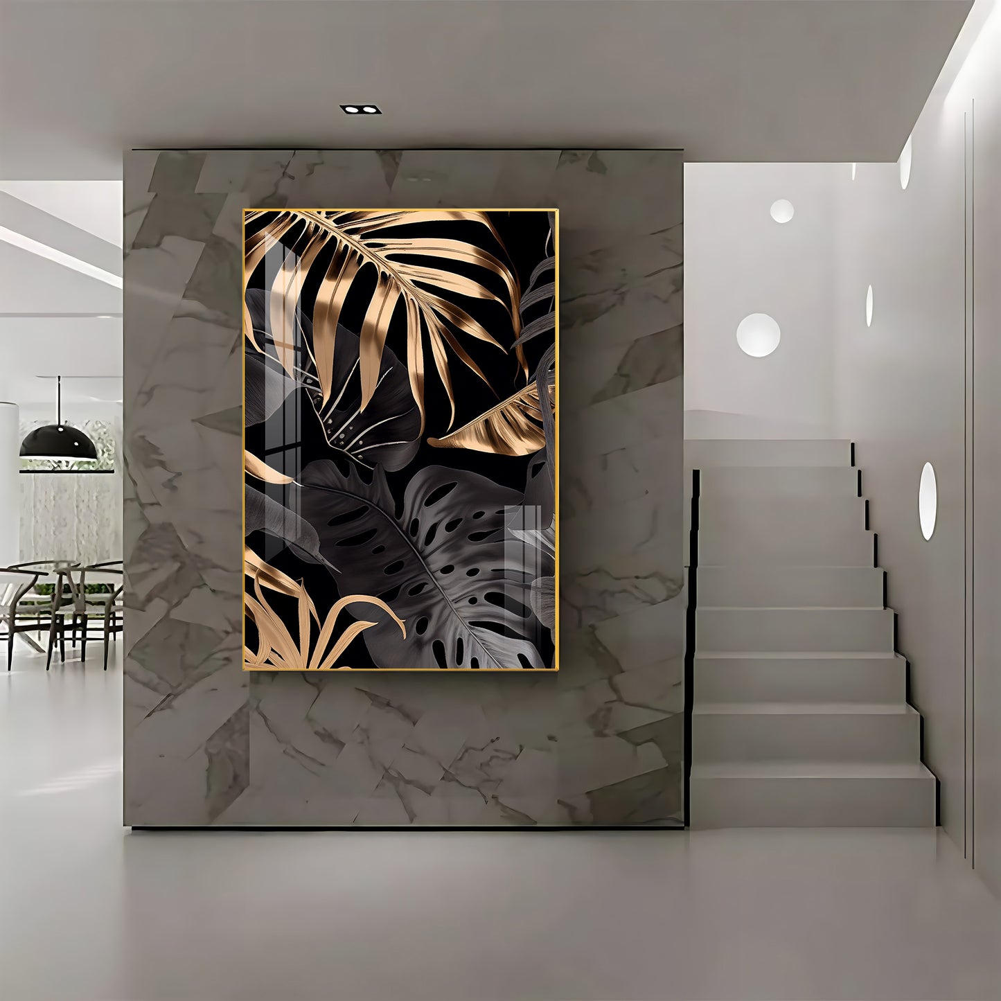LuxeLeaf Glass Finish Vertical Wall Art