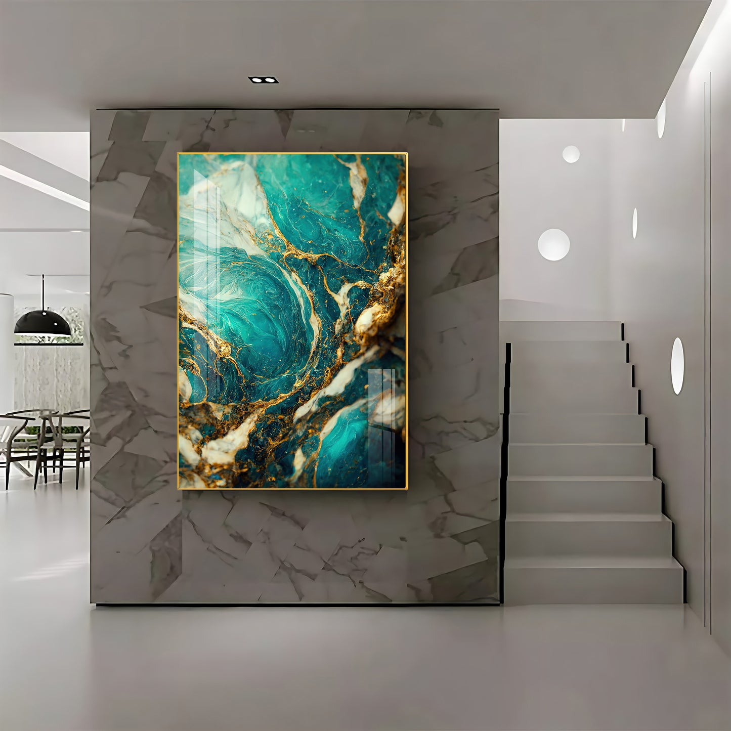 Opulent Ocean Glass Finish Vertical Wall Art