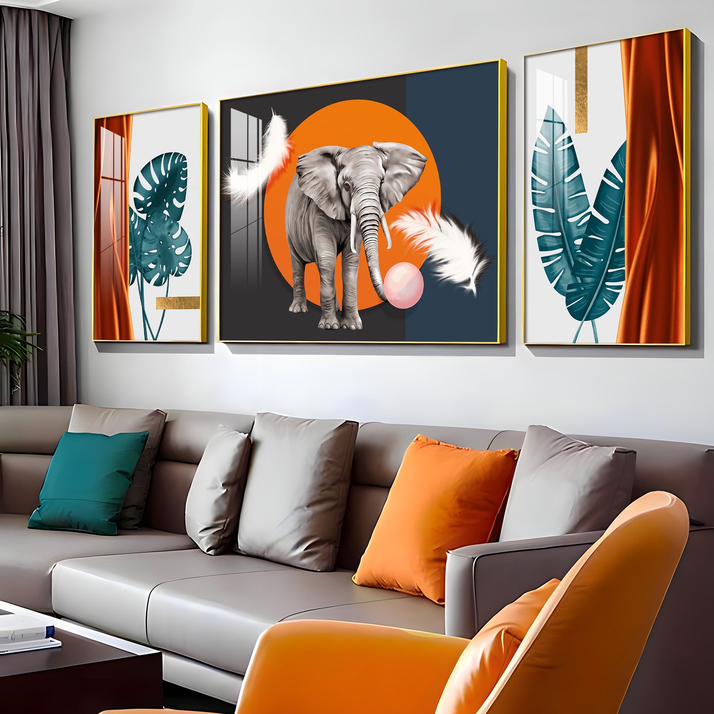 Alpha Aura Glass Finish Wall Art (Set Of 3)