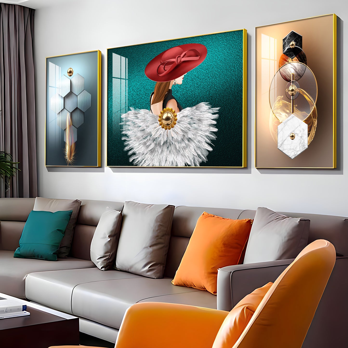 Retreat Abstract Glass Finish Wall Art (Set Of 3)