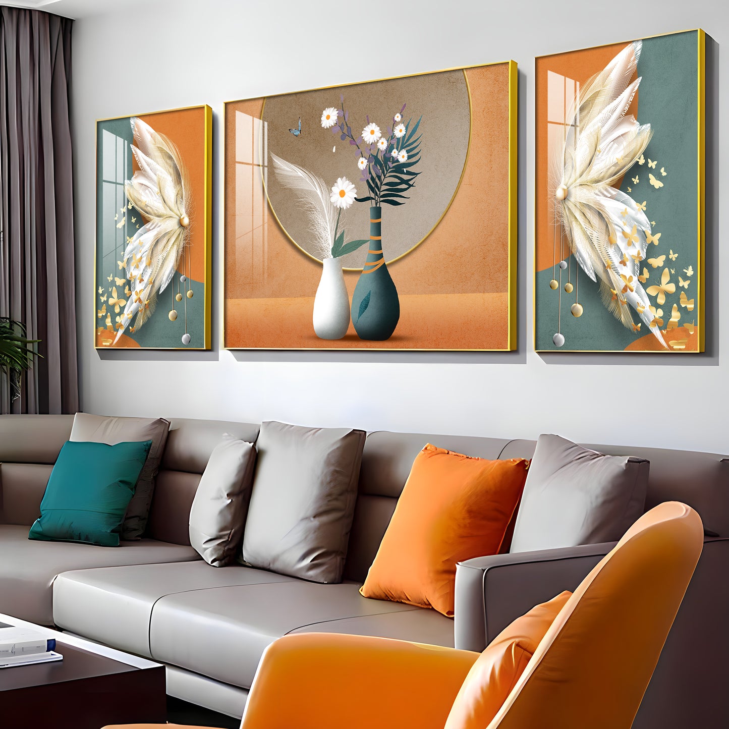 Vase of Blooms Glass Finish Wall Art (Set Of 3)