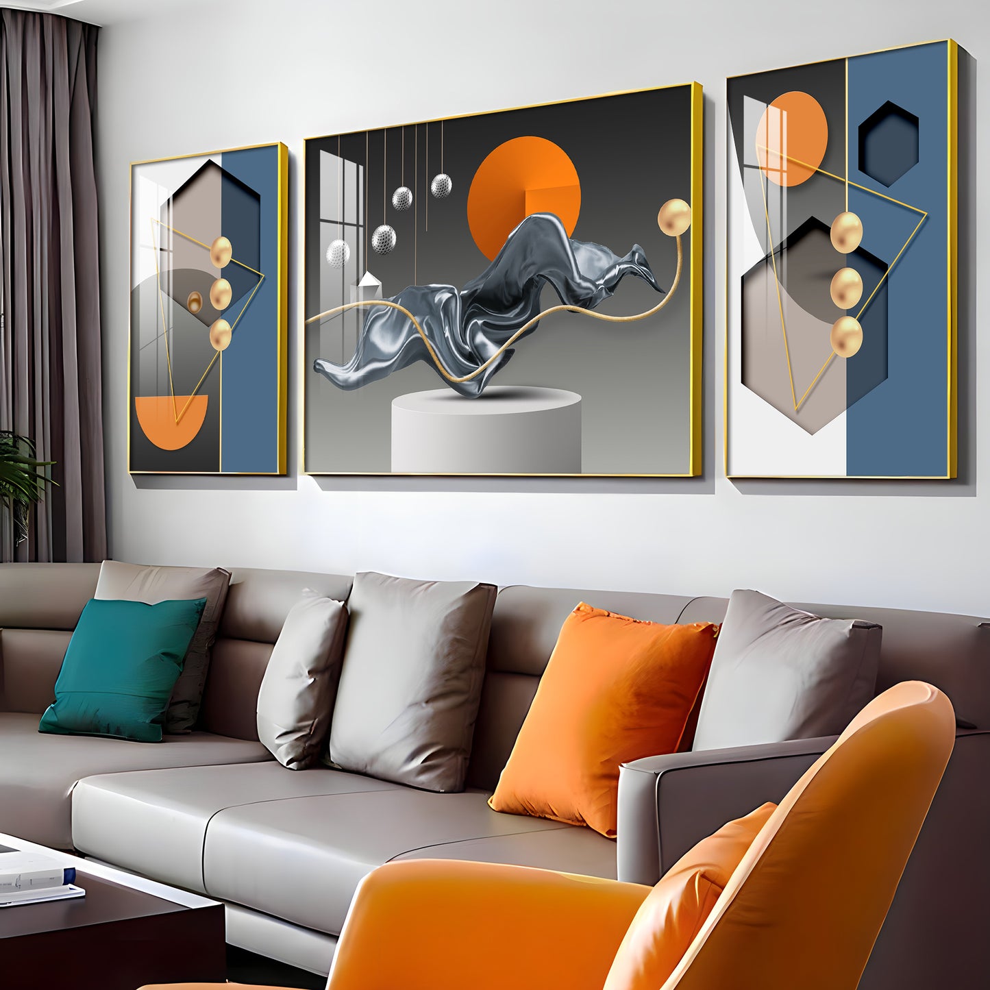 Artistic Aura Glass Finish Wall Art (Set Of 3)