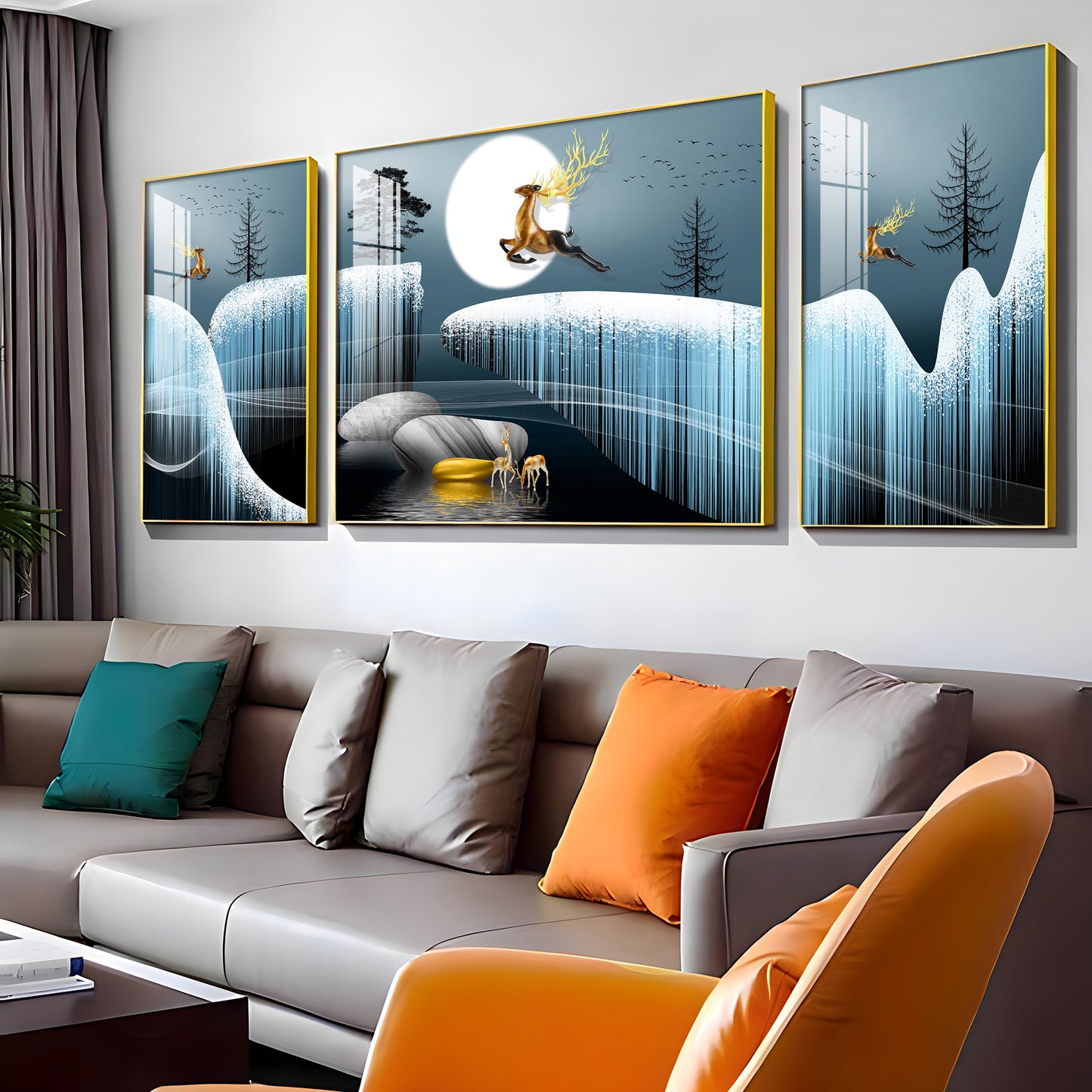 Snowy Haven Glass Finish Wall Art (Set Of 3)
