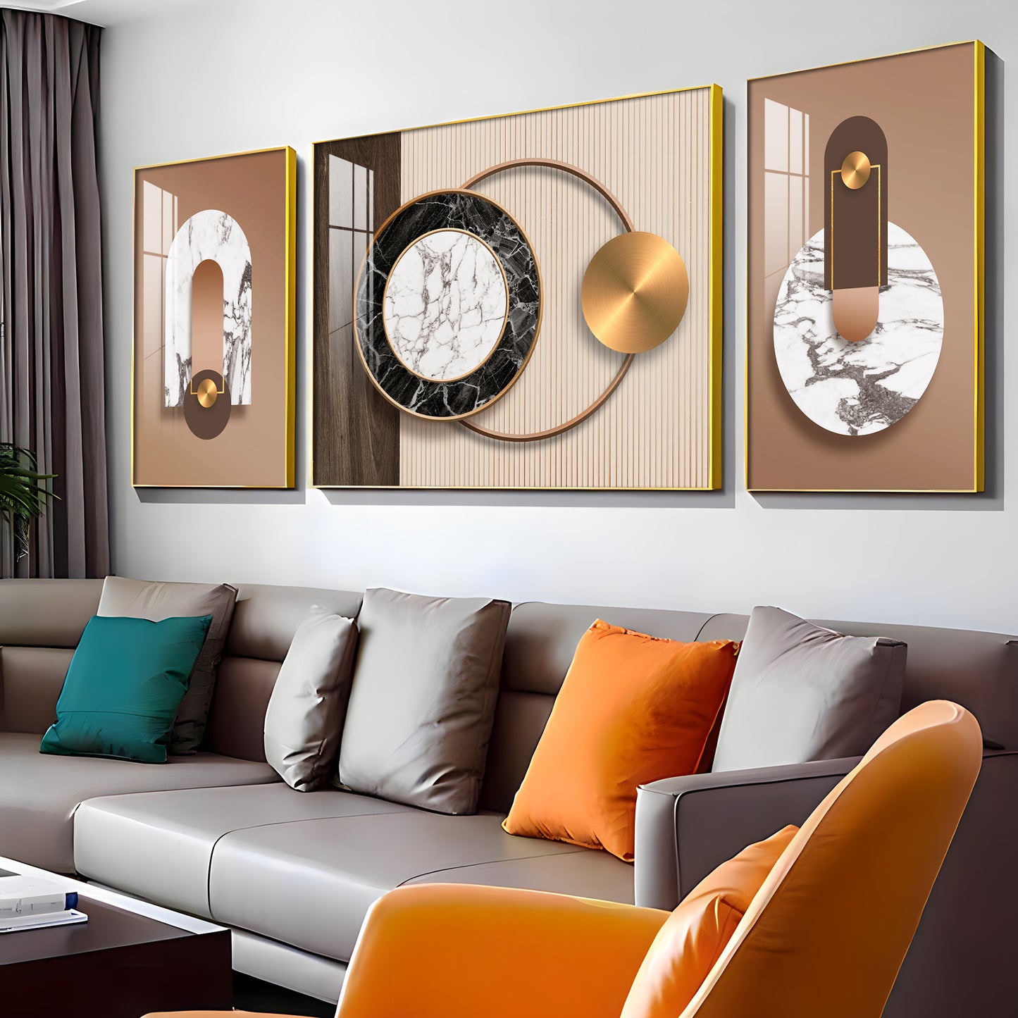Brownstone Glamour Glass Finish Wall Art (Set Of 3)
