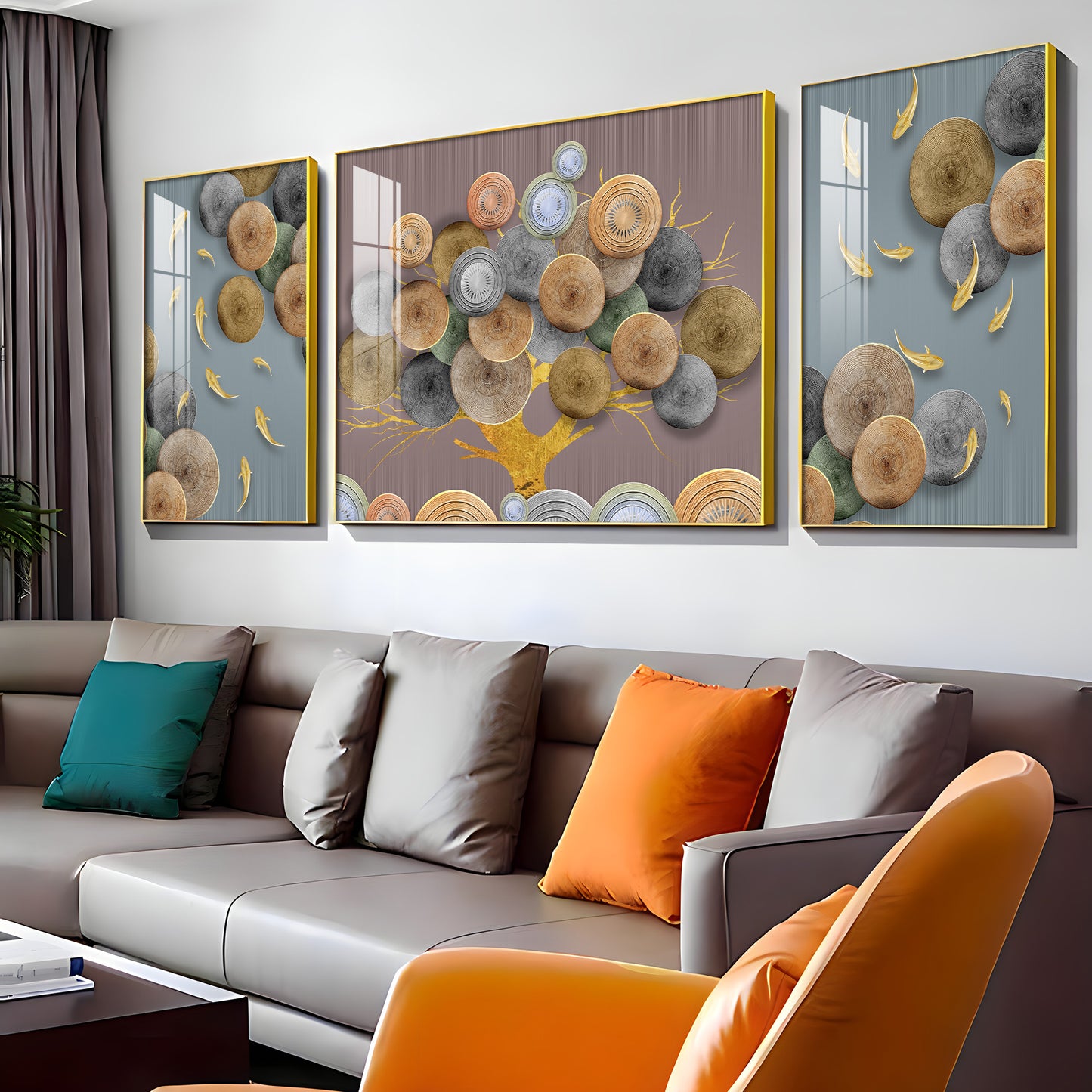 Spiral of Flower Glass Finish Wall Art (Set Of 3)