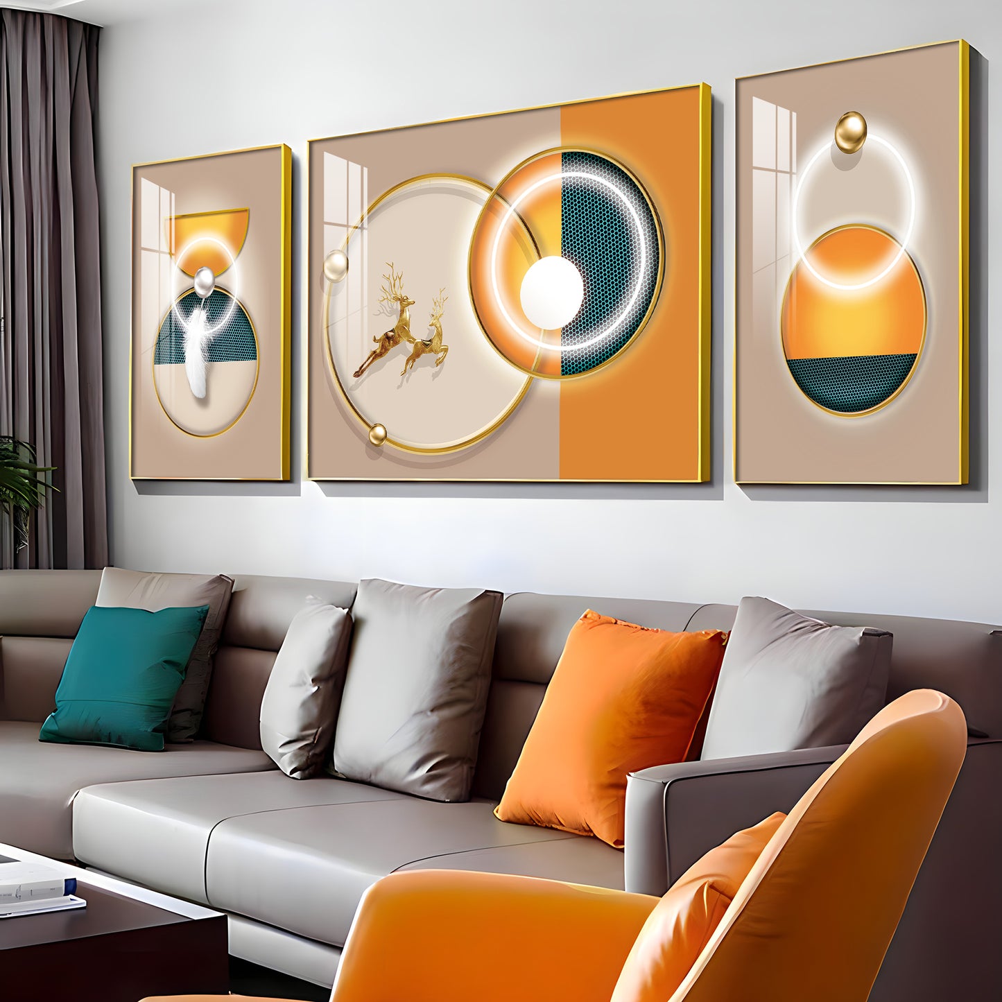 Jumping Towards Light Glass Finish Wall Art (Set Of 3)