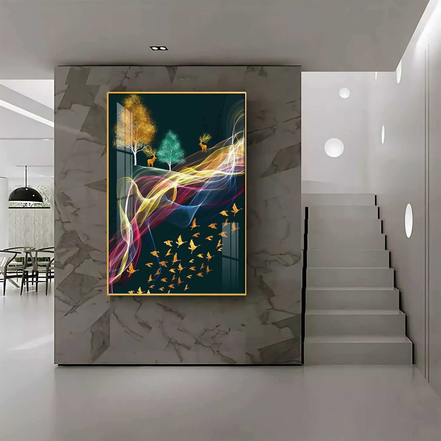 Nature's Symphony Glass Finish Vertical Wall Art