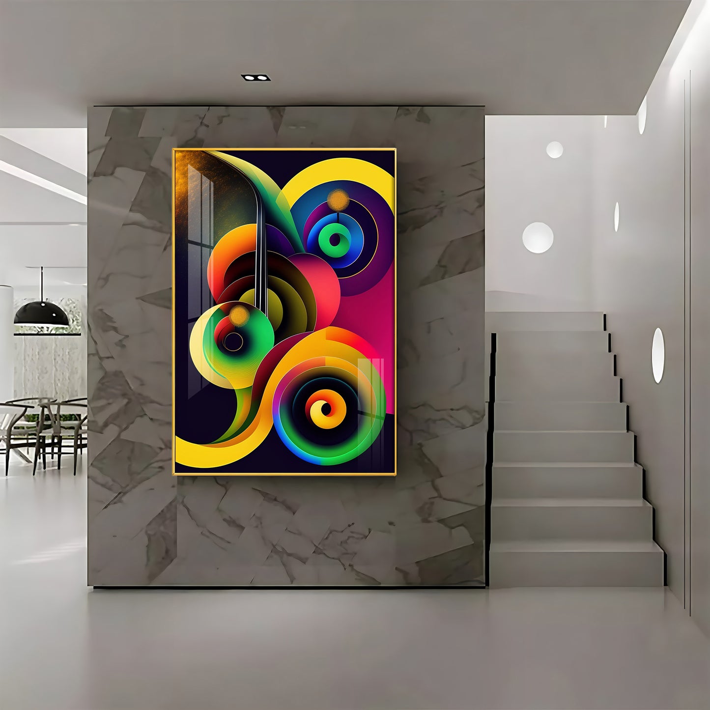 Dynamic Whirl Glass Finish Vertical Wall Art