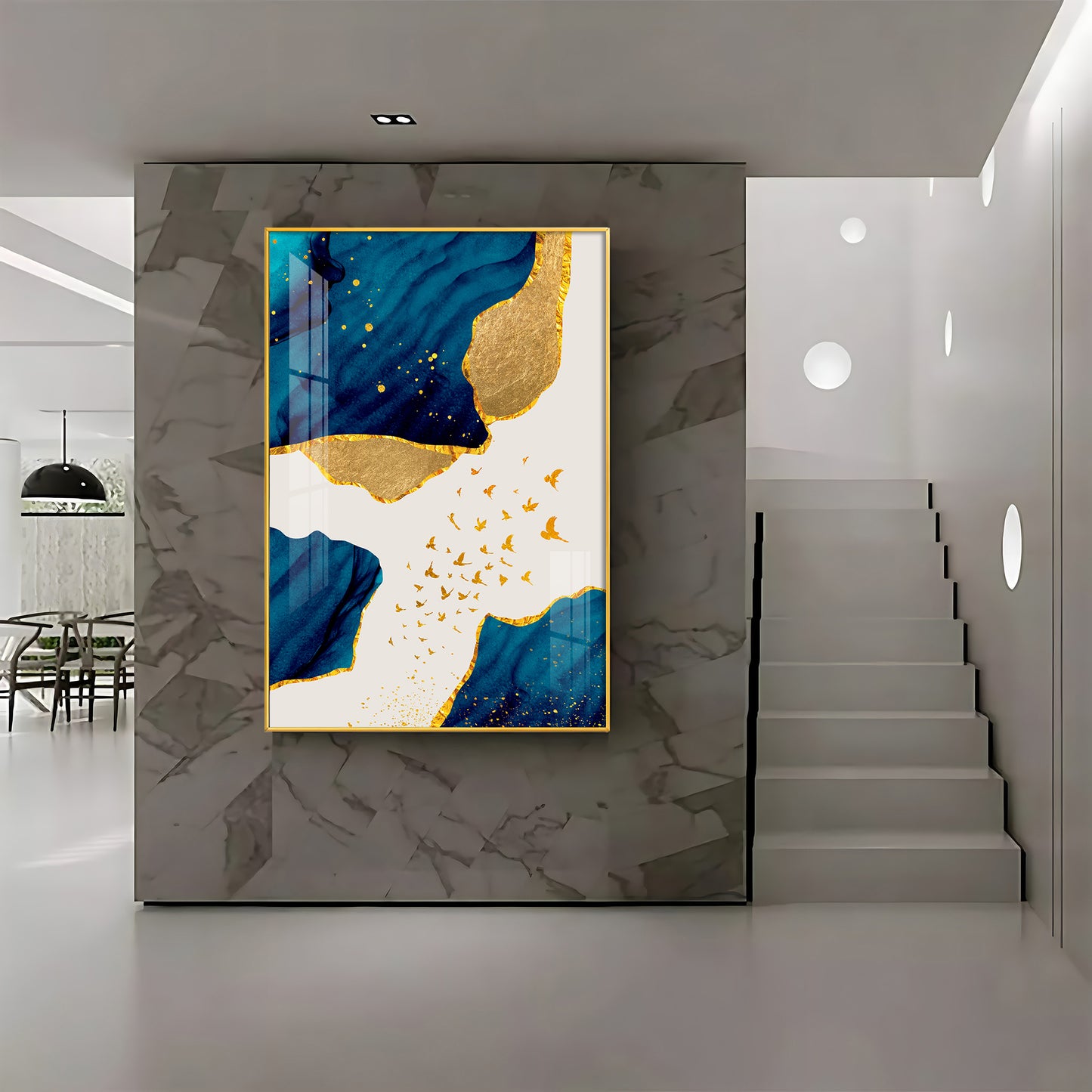 Luxe Harmony Abstracts Glass Finish Vertical Wall Art