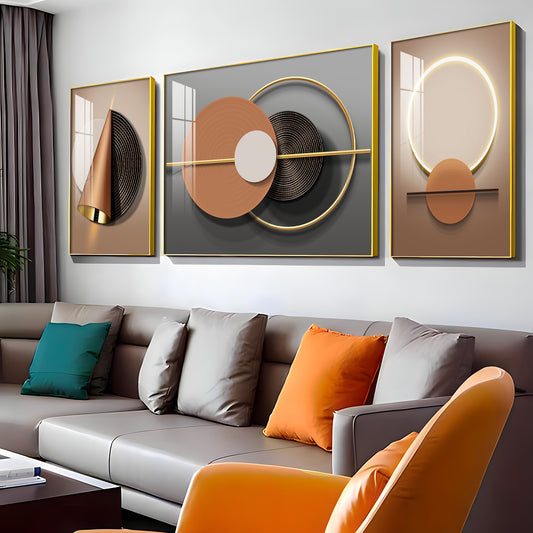 Luxe Haven  Glass Finish Wall Art (Set Of 3)