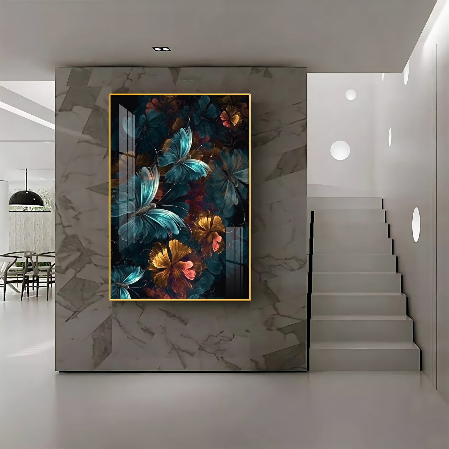 Floral Fantasy Glass Finish Vertical Wall Art