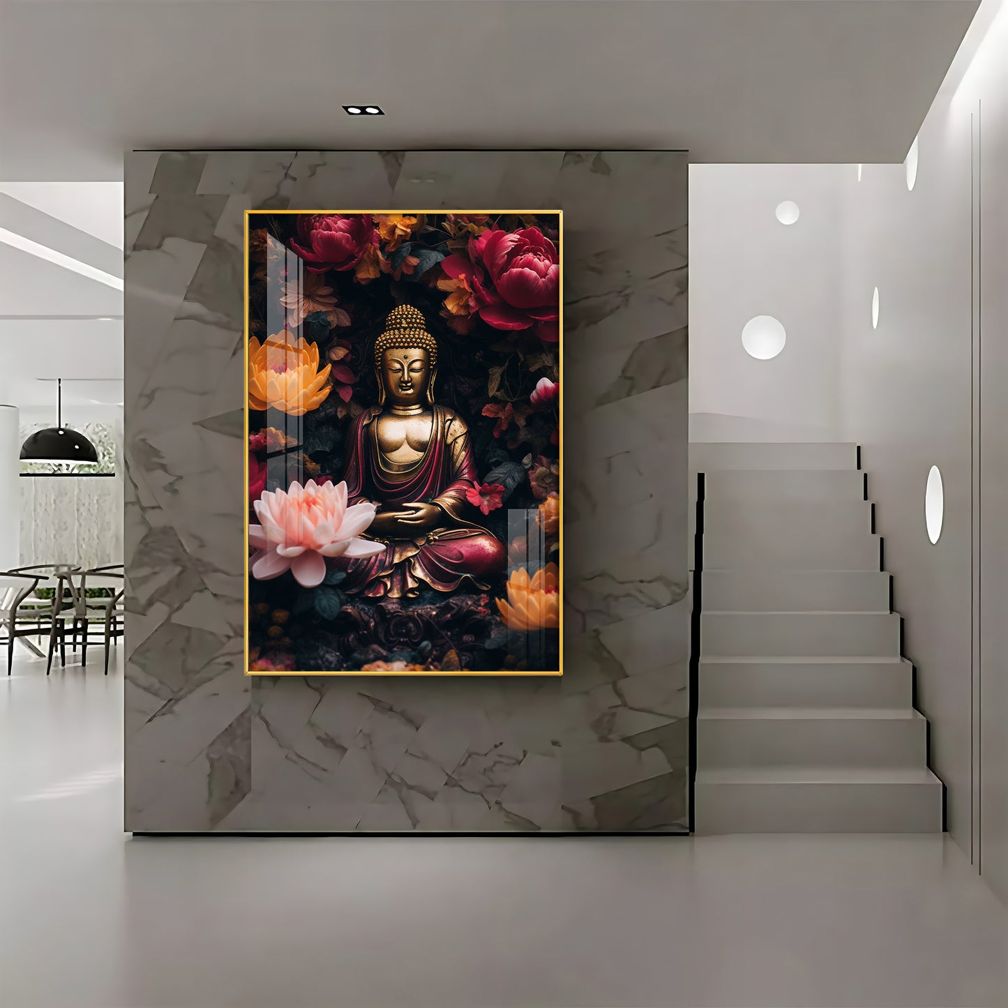 Buddha Eternal Peace Glass Finish Vertical Wall Art