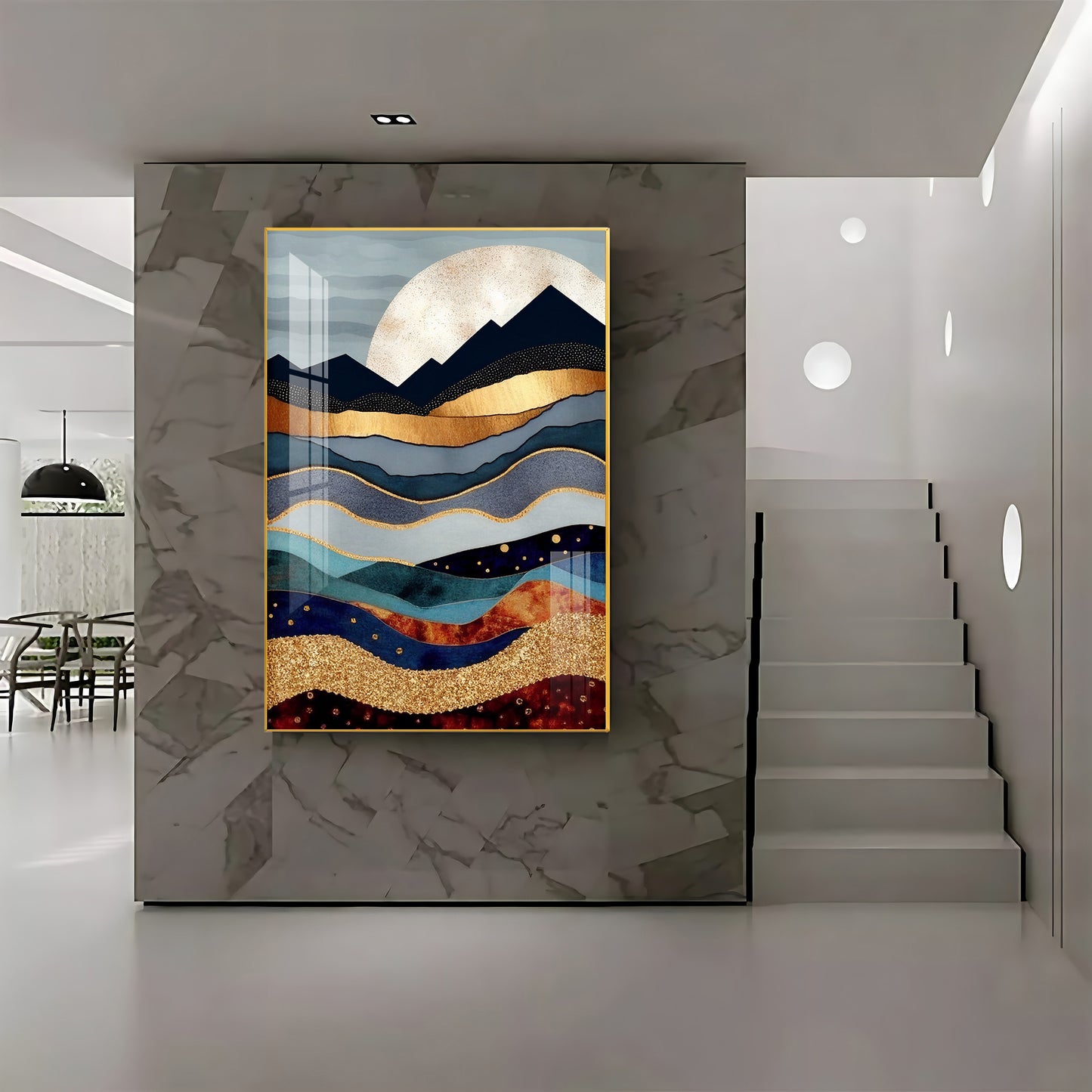 Mountain Peaks Glass Finish Veritcal Wall Art