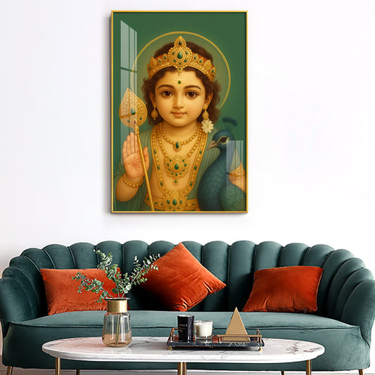 Om Muruga Sharanam Glass Finish Vertical Wall Art
