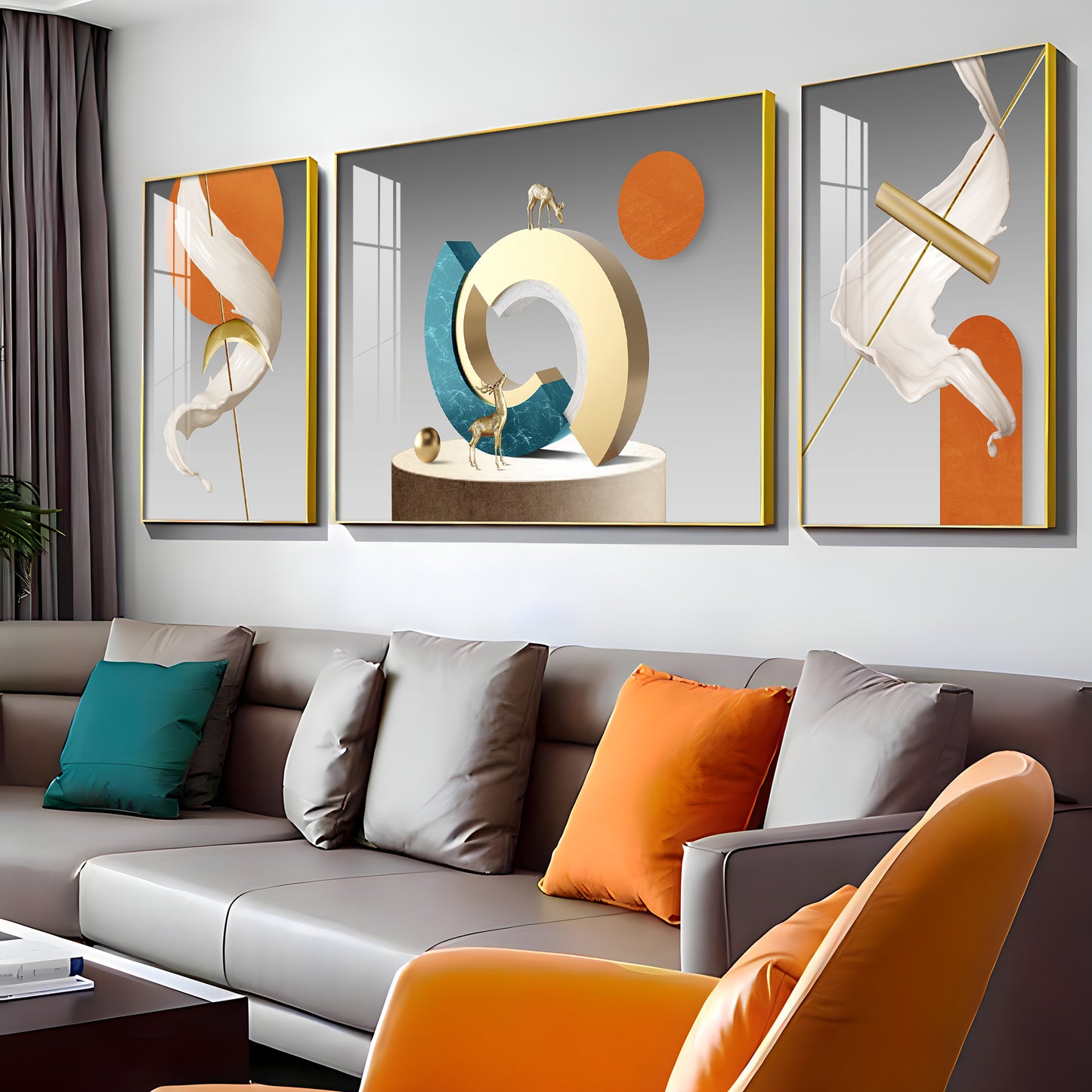 Vivid Abstract Glass Finish Wall Art (Set Of 3)