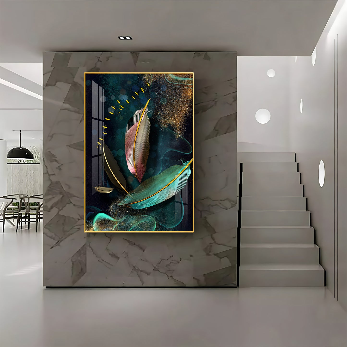 Whimsical Wings Glass Finish Vertical Wall Art