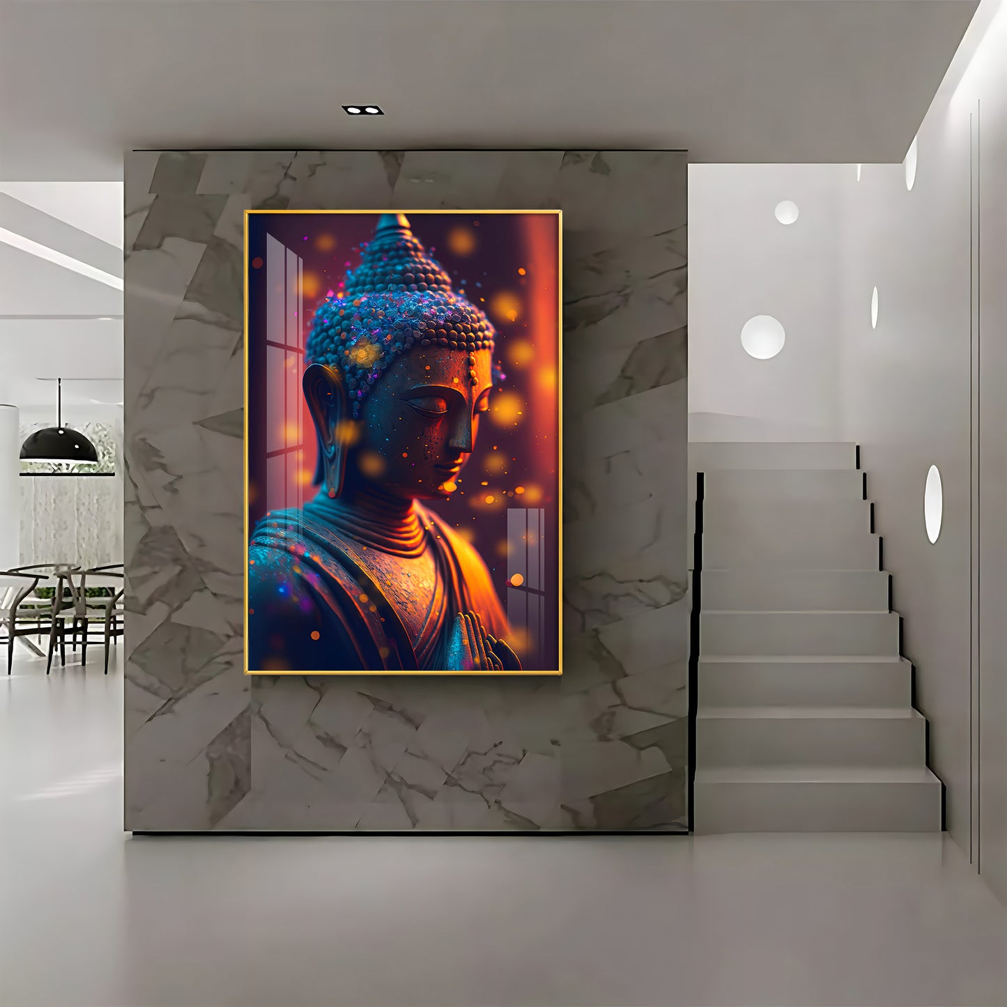 Buddha Radiant Tranquility Glass Finish Vertical Wall Art