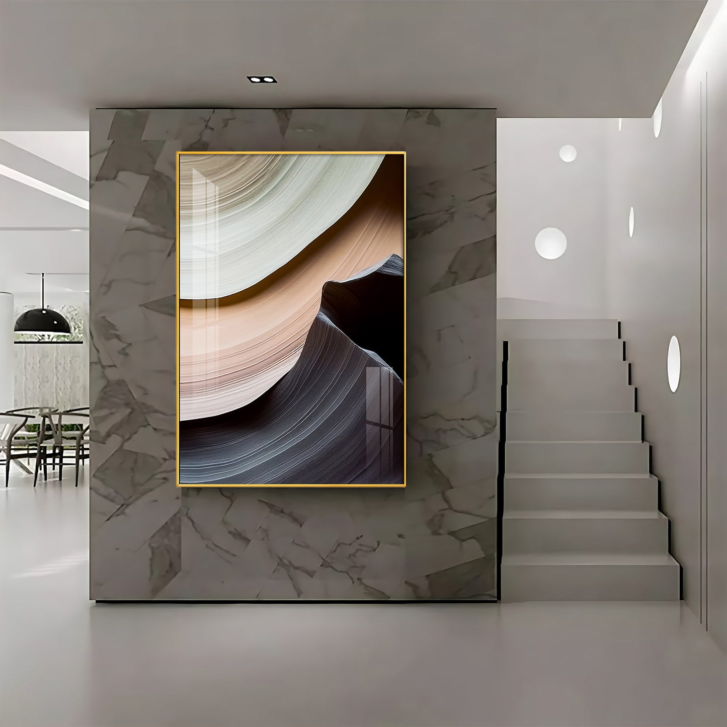 Fluid Horizons Glass Finish Vertical Wall Art