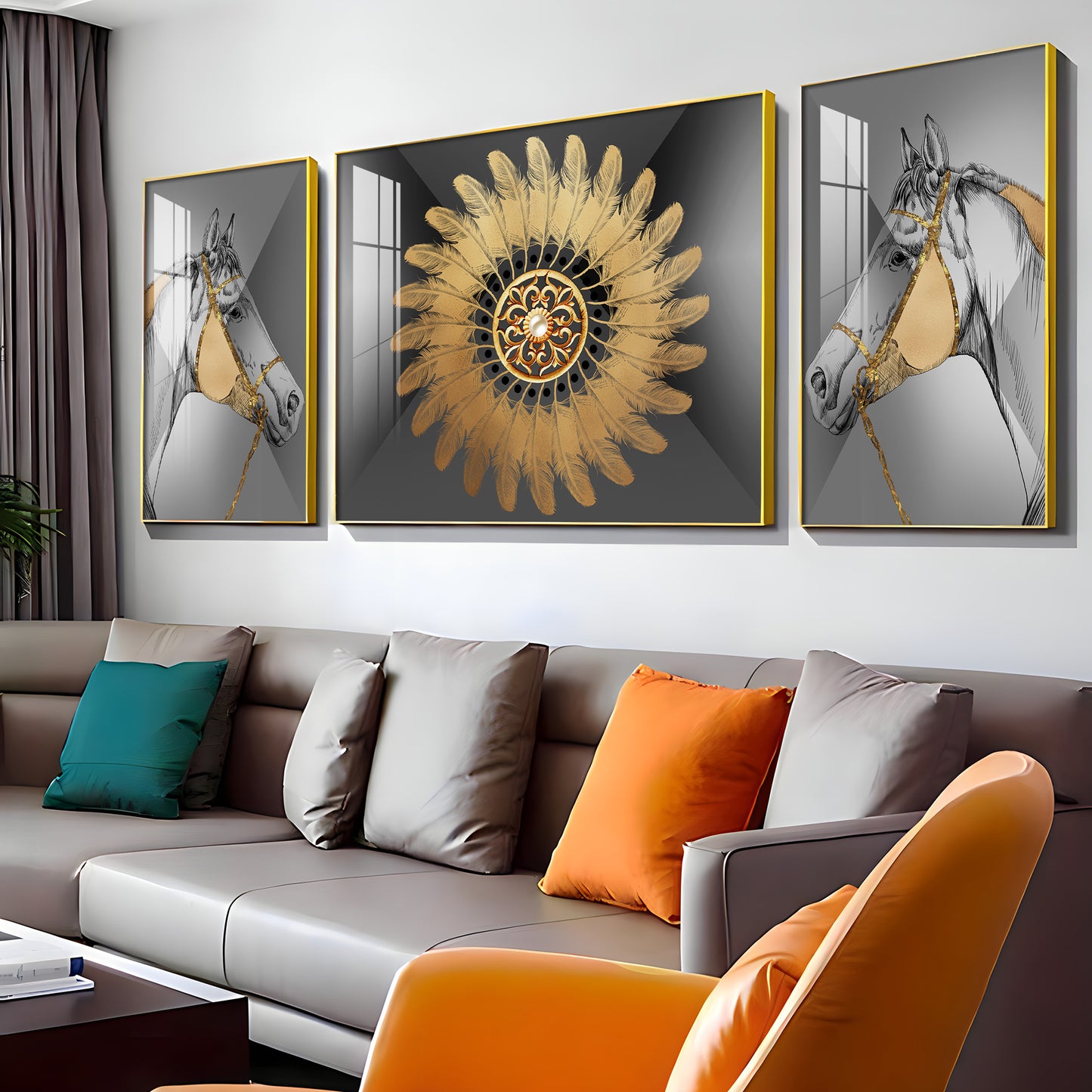 Voyage of Horses Glass Finish Wall Art (Set Of 3)