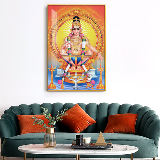 Ayyappa Swamy Glass Finish Vertical Wall Art