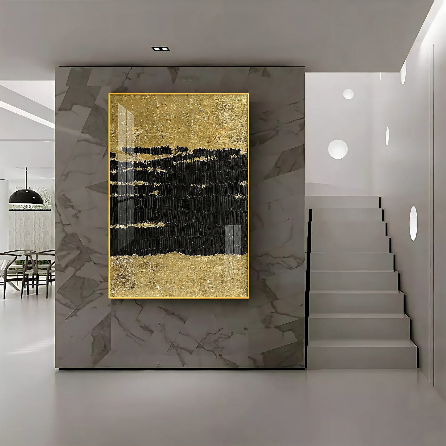 Midnight Elegance Glass Finish Vertical Wall Art