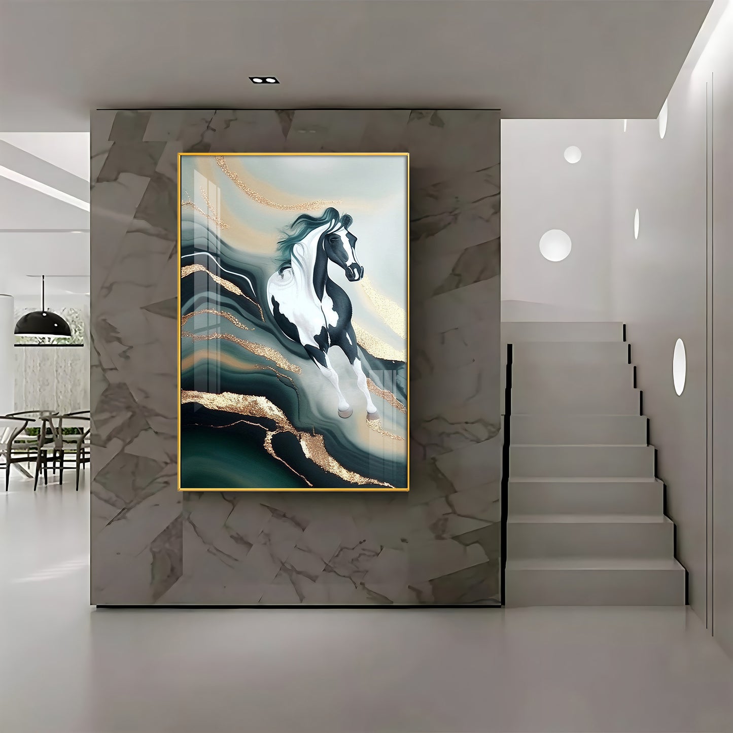 Horse Majestic Motion Glass Finish Vertical Wall Art