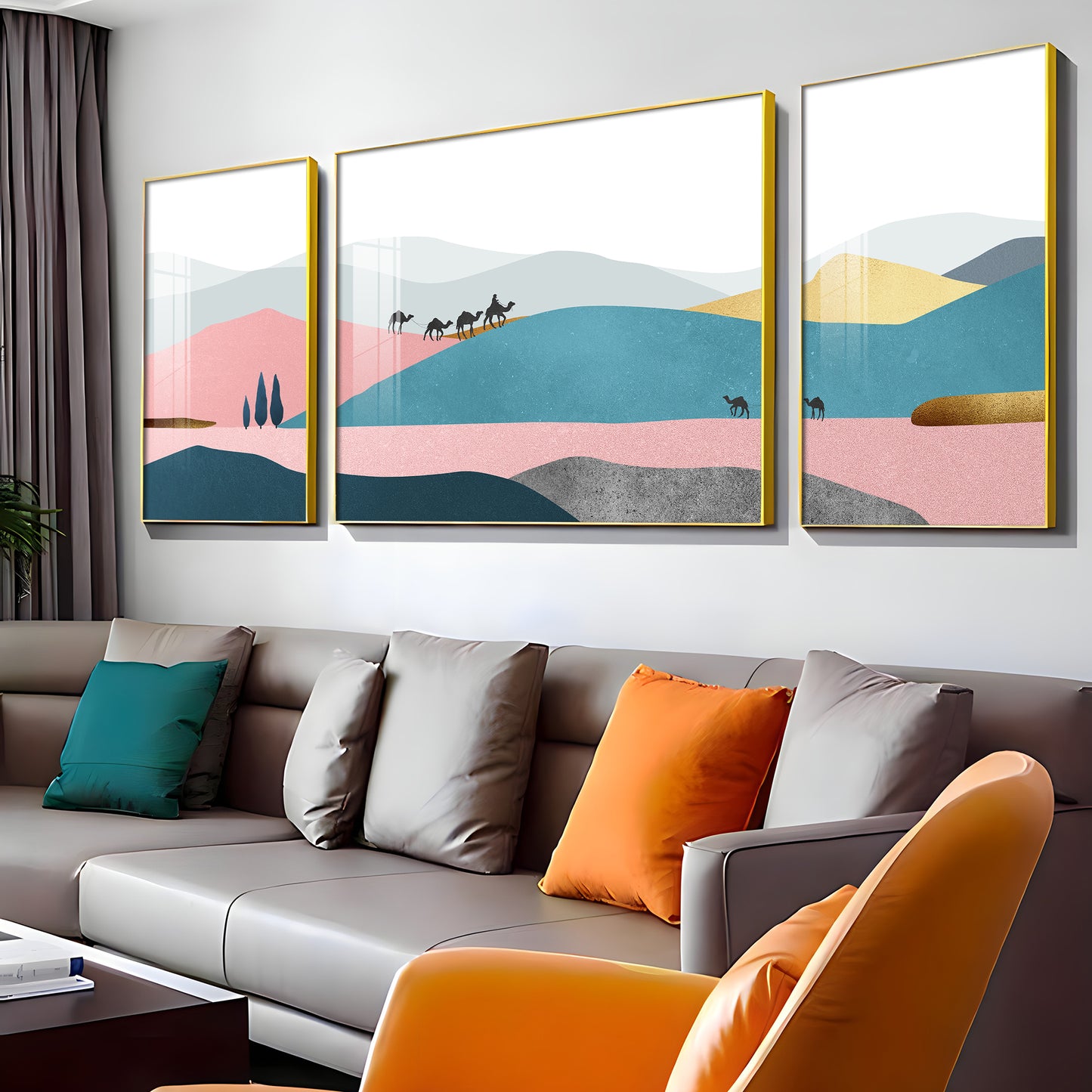 Abstraction of Desert Glass Finish Wall Art (Set Of 3)