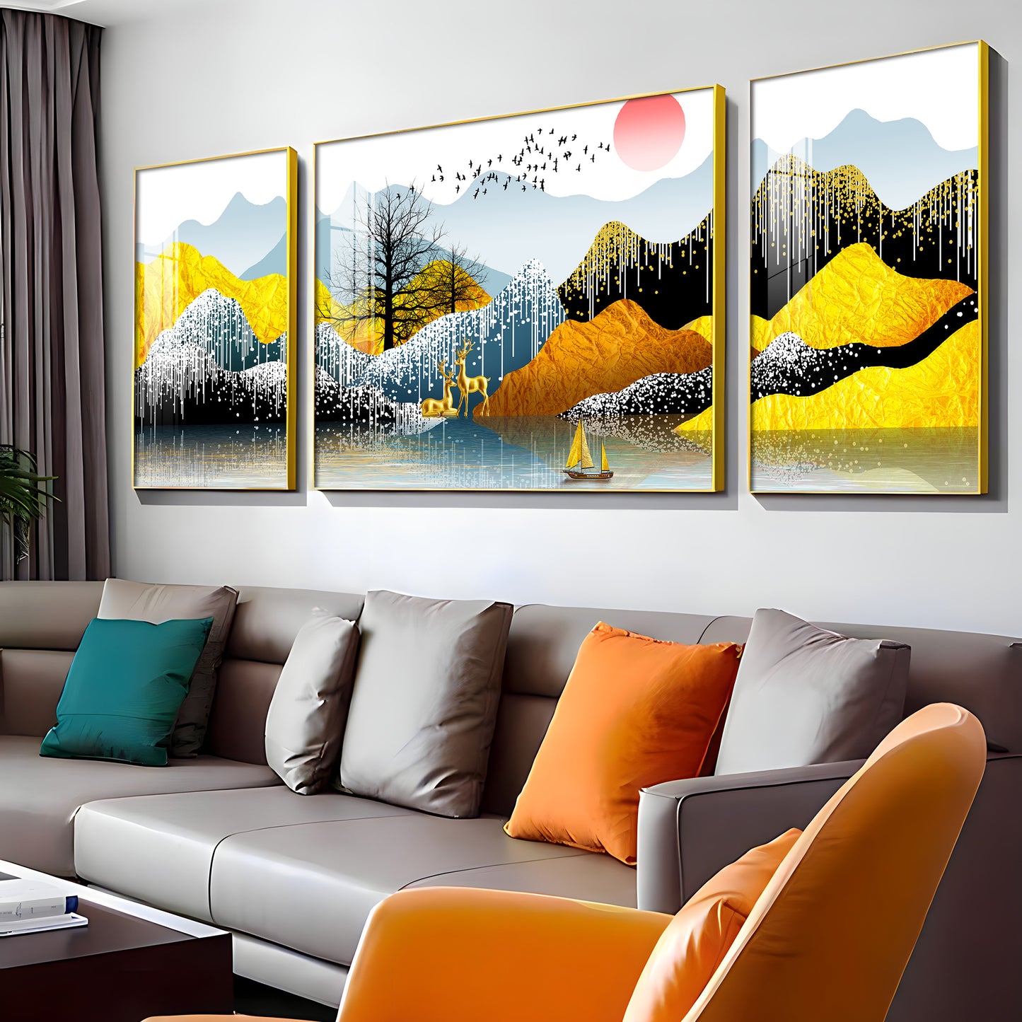 Majestic Mountain Views Glass Finish Wall Art (Set Of 3)