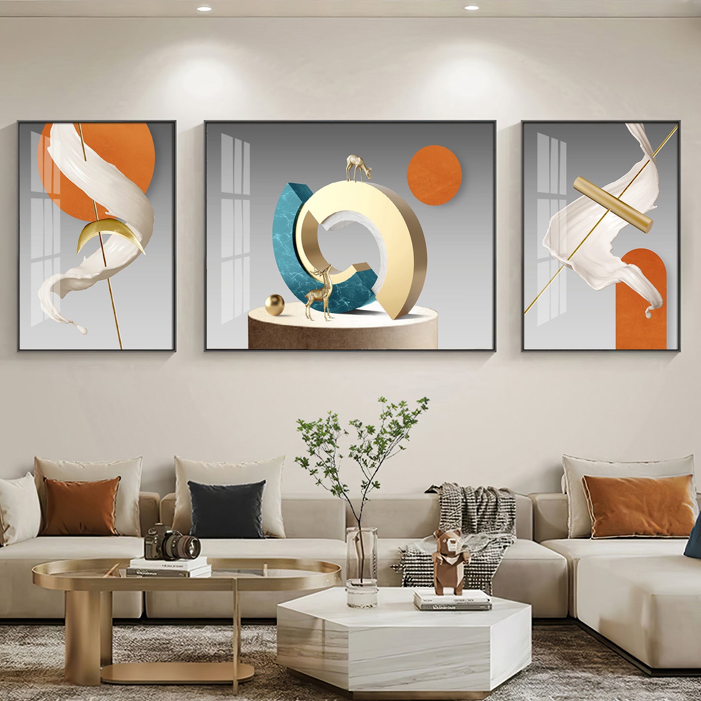 Vivid Abstract Glass Finish Wall Art (Set Of 3)