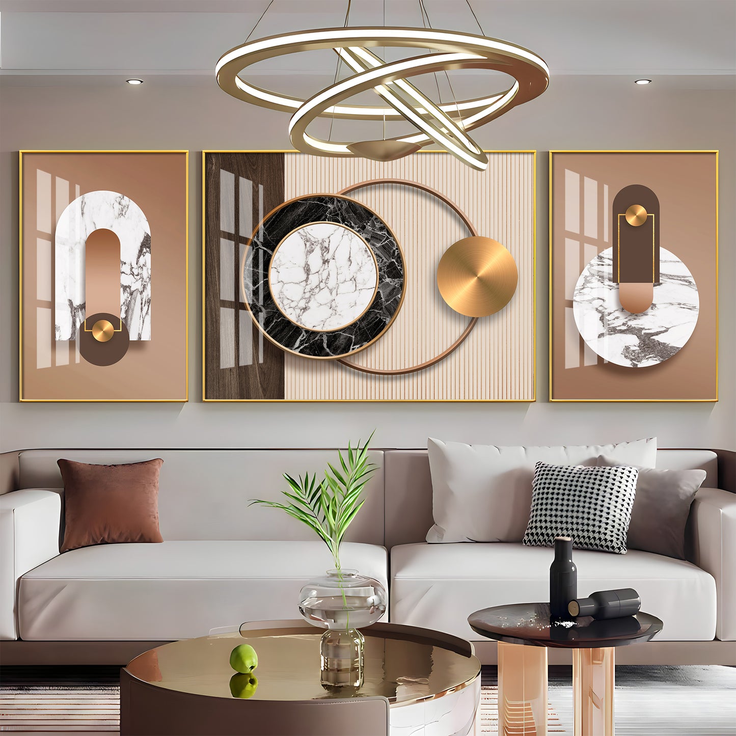 Brownstone Glamour Glass Finish Wall Art (Set Of 3)