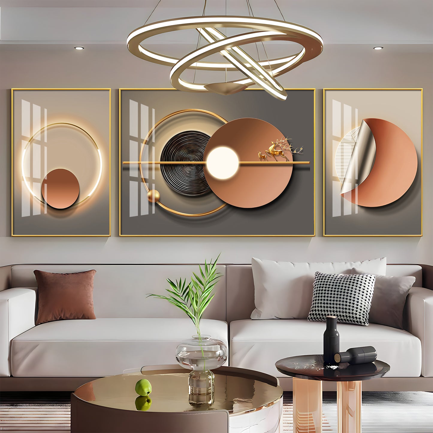 Opulent Vision Glass Finish Wall Art (Set Of 3)