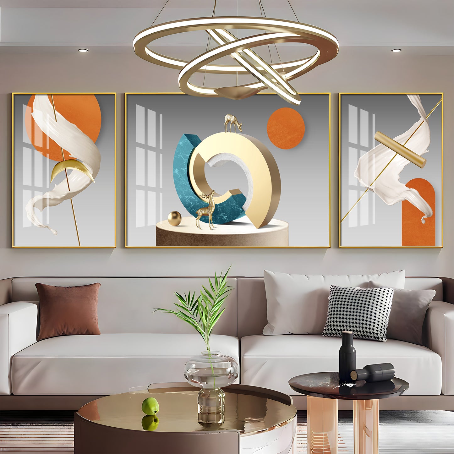 Vivid Abstract Glass Finish Wall Art (Set Of 3)