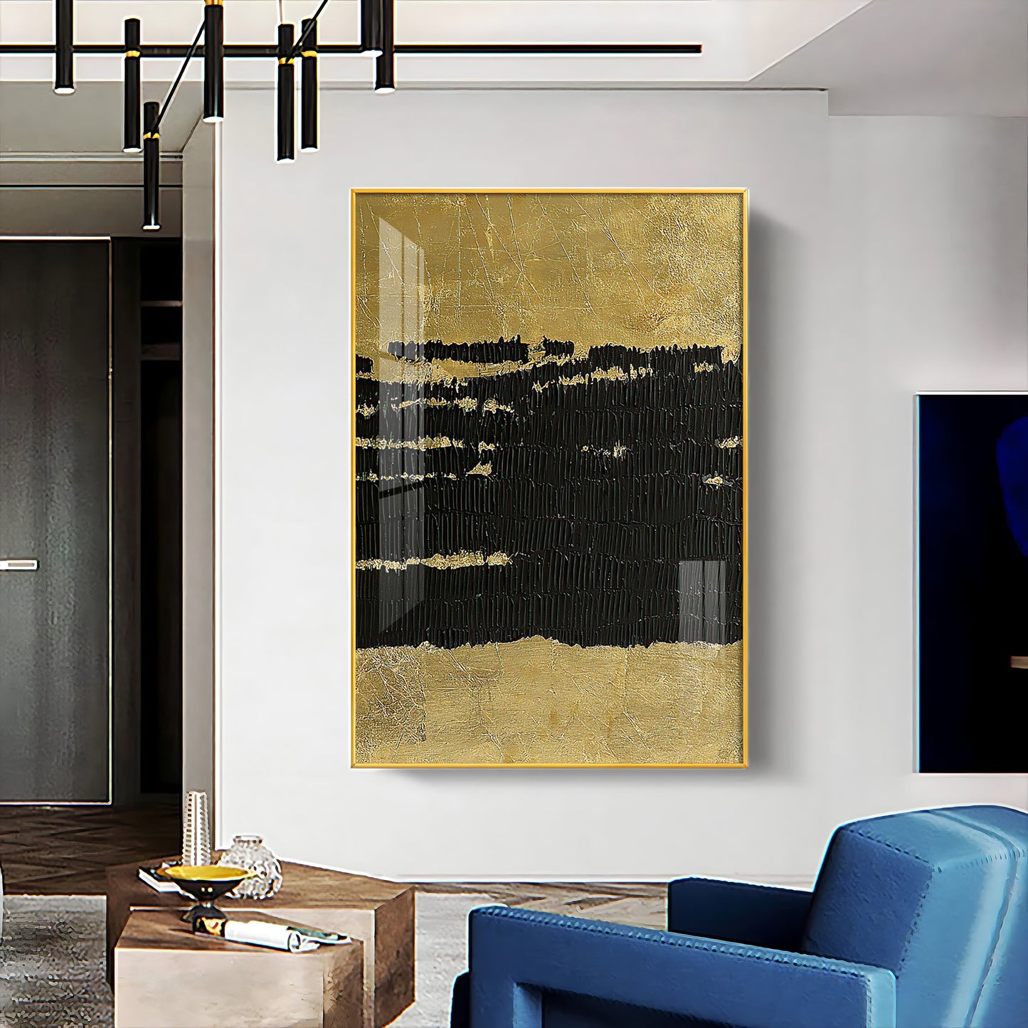 Midnight Elegance Glass Finish Vertical Wall Art